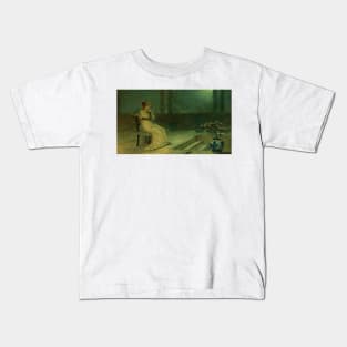 A Classical Maiden Seated On A Terrace By Moonlight by John Atkinson Grimshaw Kids T-Shirt